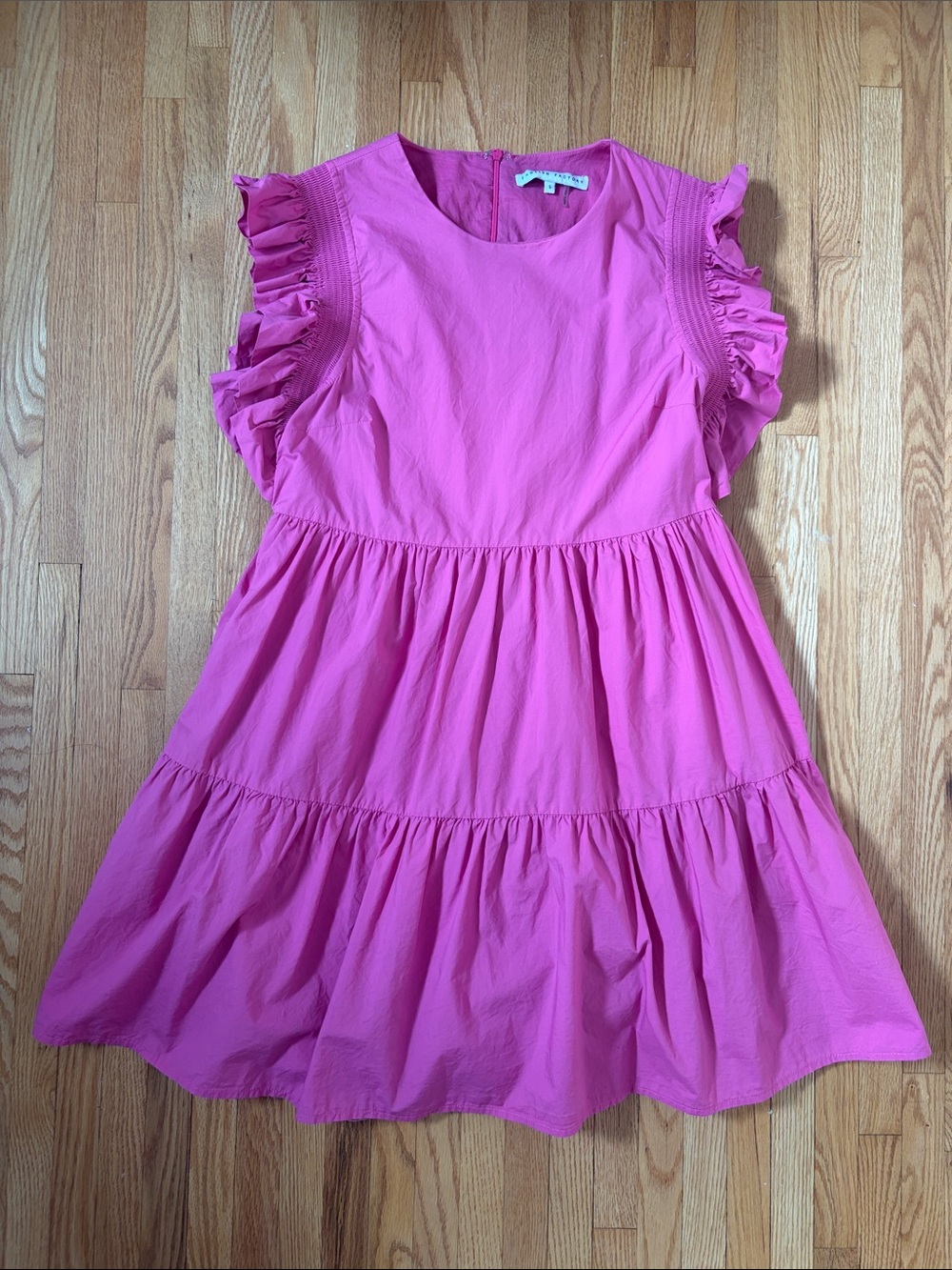 Women's Bright Pink Bubble Gum Ruffle Sleeve Tiered Dress